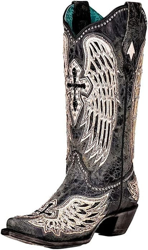 Corral Women's Black Cross & Wings Overlay Western Boot A4232