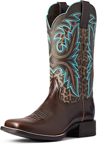 Ariat Women's Lonestar Western Boot, Chocolate CHIP/Leopard Print 10038276